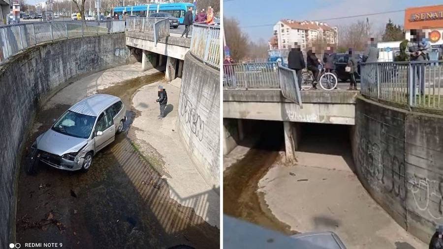 Auto u Zagrebu sletio s mosta u kanal: 'Ispod je bio i slupani bicikl, nije baš ugodno'