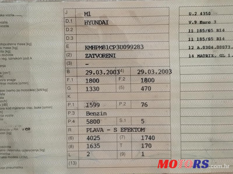 2003' Hyundai Matrix photo #2
