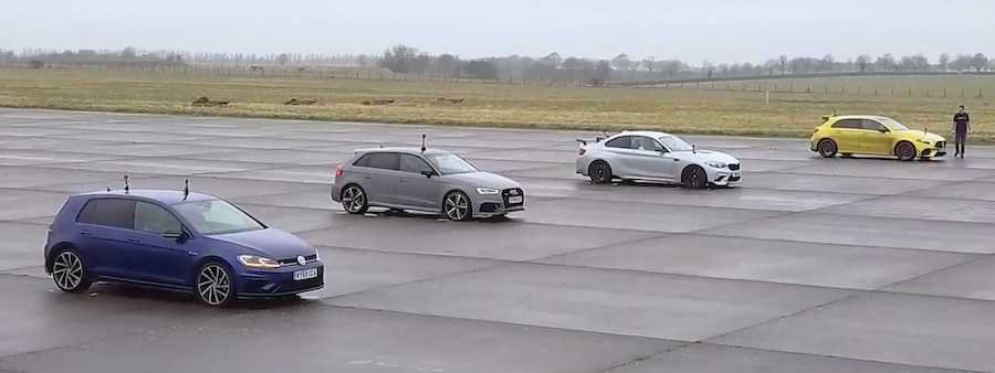 See AMG A45 S Drag Race Golf R, RS3, M2