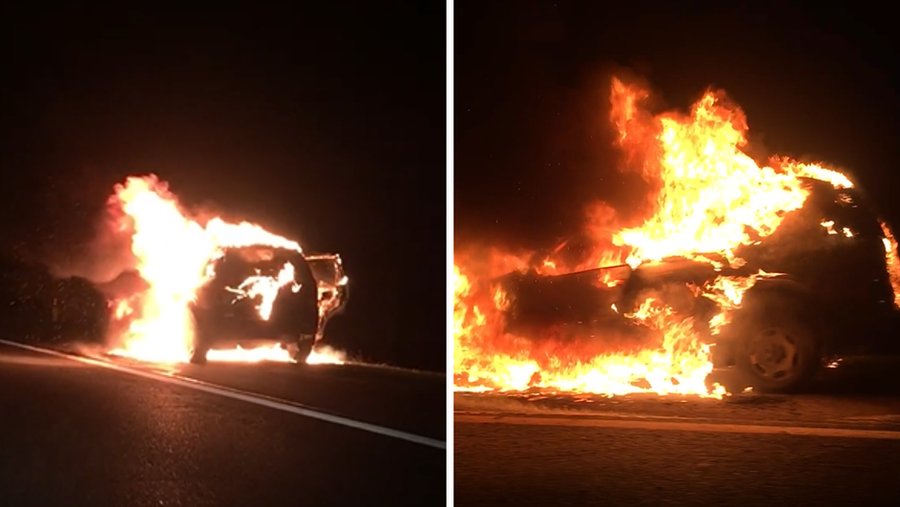 Auto se zapalio u vožnji na autocesti i potpuno izgorio