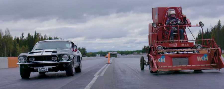 Classic Shelby GT 350 Duels Combine Harvester In Weirdest Drag Race Ever