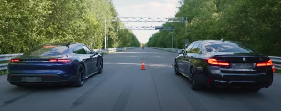 BMW M5 Drag Races Porsche Taycan Turbo S In ICE Vs EV Performance Duel