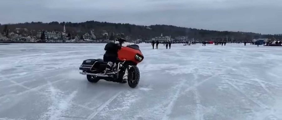 Watch These Harleys Dance On A Frozen Lake