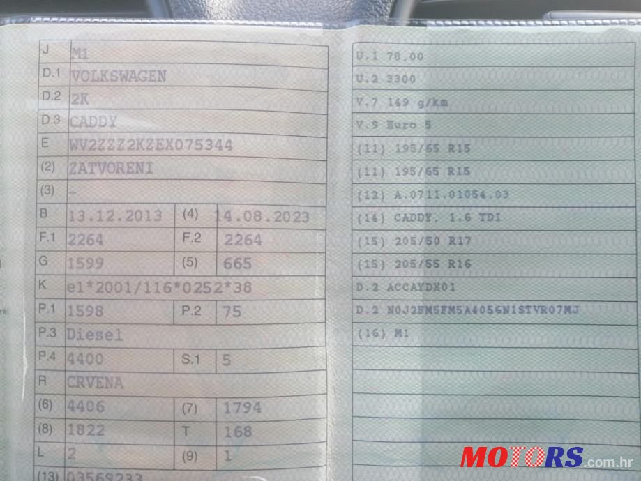 2013' Volkswagen Caddy 1,6 Tdi photo #5