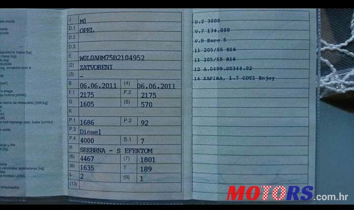 2011' Opel Zafira b 1.7 CDTI enjoy photo #5