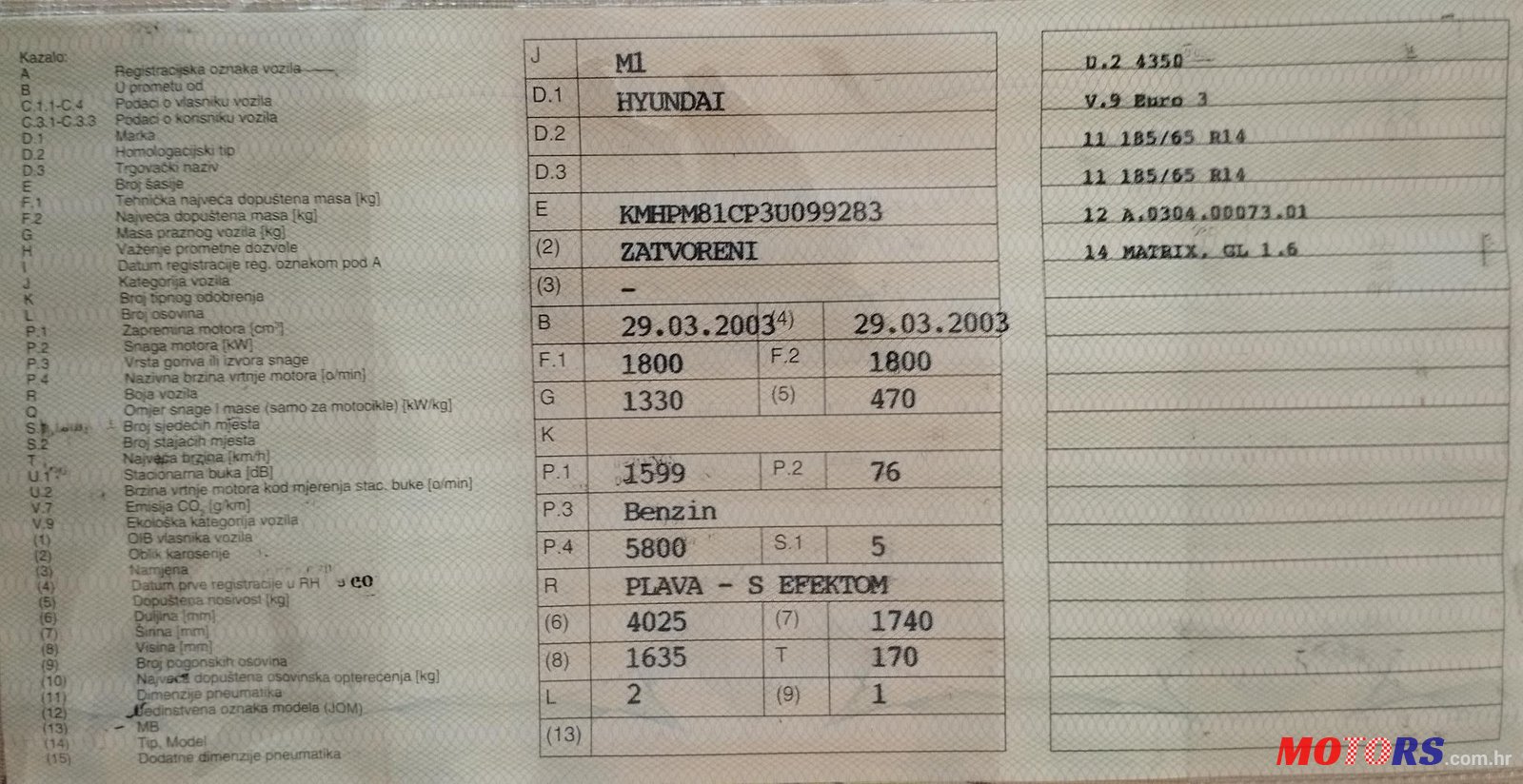 2003' Hyundai Matrix photo #2
