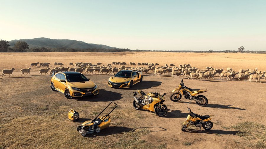 Honda made gold NSX, Civic Type R, lawnmower, generator for its 50th anniversary in Australia